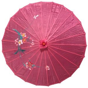 Pink Japanese Parasol Chinese Nylon Umbrella for Photos Costumes Wedding Sz 32”